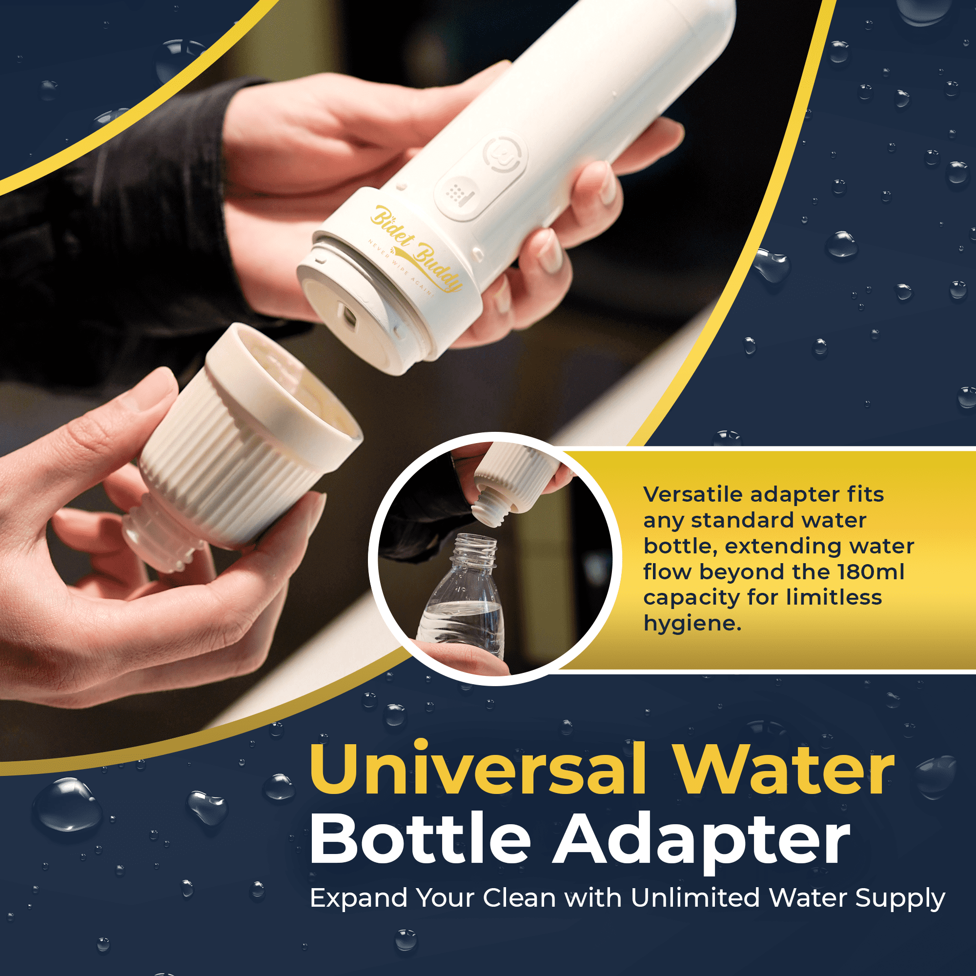 BIDET BUDDY® GoFlow Portable Bidet for Travel | 280ml/min Flow | 800mAh Battery | 180ML Bottle | IPX7 Waterproof | USB-C Charging | Pocket-Sized & Flexible with Medium Pressure
