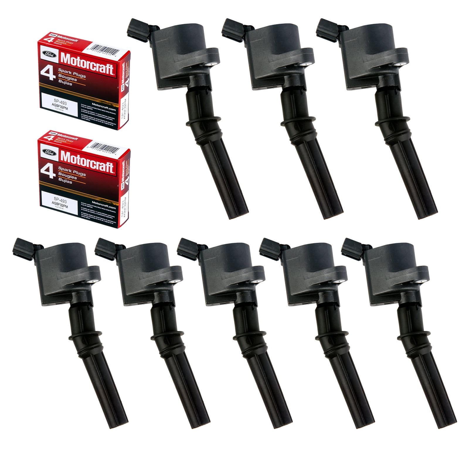 MAS Ignition Coils DG508 and Motorcraft Spark Plugs SP493 for Ford Lincoln Mercury 4.6L engines