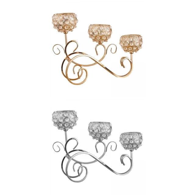 Candelabros de cristal de 2 piezas, candelabros de 3 brazos, de para bodas