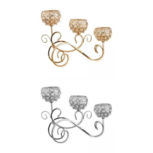 Candelabros de cristal de 2 piezas, candelabros de 3 brazos, de para bodas