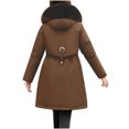 thumbnail image 5 of ZHUGeLI Women Womens Winter Coats 2024 Long Warm Puffer Jackets Heavy Parka Coat Thicken Padded Outwear Overcoats with Fur HoodWarm Pocket Coat Turn Down Collar Long Jacket Winter Down Parkas, 5 of 5