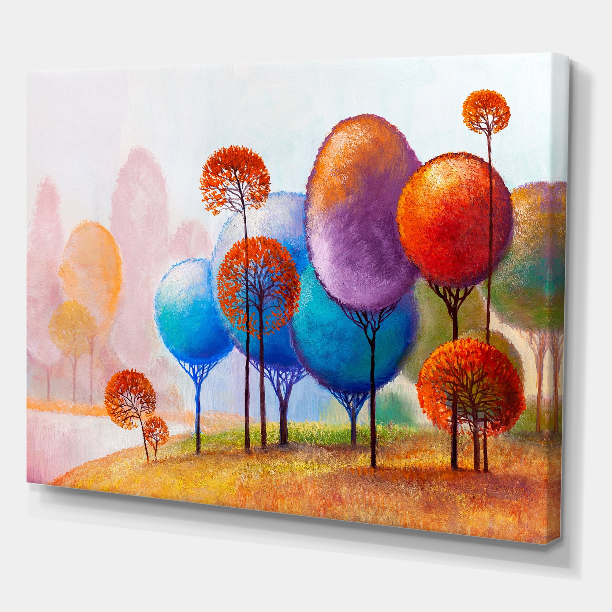 Designart ' Colourful Trees Abtract Impression III ' Traditional Canvas Wall Art Print