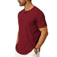 thumbnail image 3 of Lmueinov Men's Ribbed Henley Short Sleeve T Shirts, Casual Loose Fit Button Placket Solid Color Tops, Versatile Daily Wear Shirts S-3XL, 3 of 8