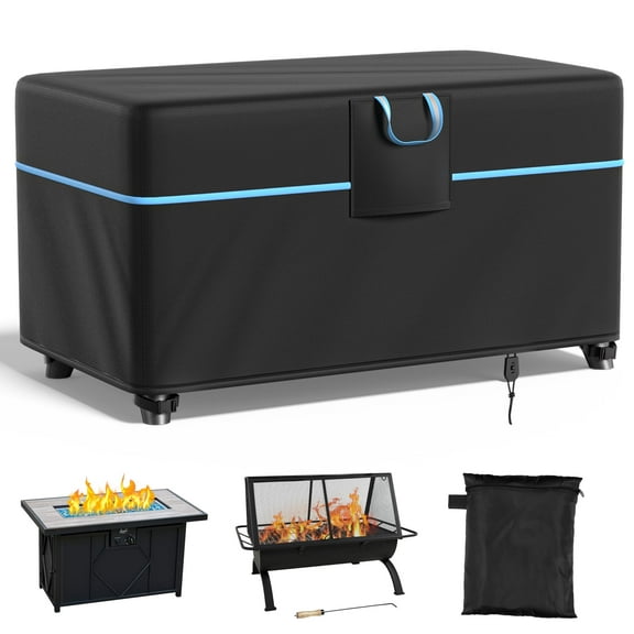 Agricasst Fire Pit Cover, Rectangle Fire Pit Covers Waterproof 420D Heavy Duty Weather Resistant, Gas Fire Pit Patio Fire Bowl Cover for Fire Pits & Outdoor Fireplaces, 44x26x24Inch