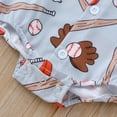 thumbnail image 5 of Boys Summer Outfits Independence Day Short Sleeve Baseball Prints Romper Bodysuits and Suspenders Shorts Gentleman Outfits Boys Outfits Grey 0 Months-3 Months, 5 of 7