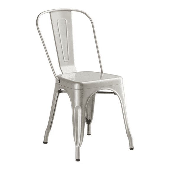 Cafe Style Stackable Silver Metal Restaurant Dining Chair For Indoor or Outdoor Use