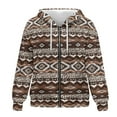 thumbnail image 4 of Uorisanigo Native Aztec Womens Zip Up Hoodies Sweatshirt Loose Pocket Oversized Drop Shoulder Sweatshirt Lightweight Fashion Winter Fall Clothes Size 2XL, 4 of 7