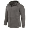 thumbnail image 3 of BiZtdJrK Gray Men's Zip Up Hoodie Lightweight Long Sleeve Basic Slim Fit Cotton Sweatshirt Jackets with Pocket L, 3 of 8