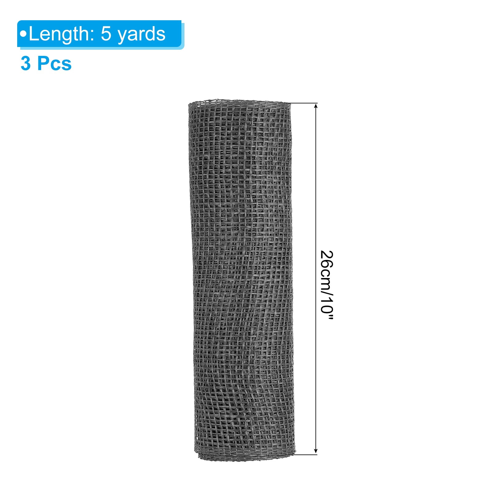 Uxcell 3 Pcs Decorative Mesh Ribbon, 10 Inch x 5 Yard Mesh Ribbon Roll Foil Metallic for Christmas Tree Wreath Decoration, Black