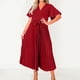 thumbnail image 2 of Vestido largo elegante con cuello en V y pliegues para mujer - Vestido midi fluido de gasa con corte en A - Adecuado para el trabajo, bodas, fiestas y uso diario, 2 of 5