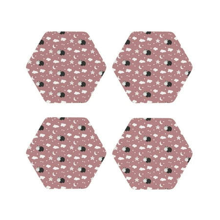 

Junzan Cute Calf Print Coasters for Drinks - Leather Coasters Set of 4 for Coffee Table for Housewarming/Kitchen/Bar/Decor-Hexagon