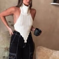 thumbnail image 5 of Blusa de punto con cuello alto y espalda descubierta, cuello alto, espalda abierta, dobladillo irregular, cuello alto, 5 of 5