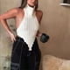 thumbnail image 5 of Blusa de punto con cuello alto y espalda descubierta, cuello alto, espalda abierta, dobladillo irregular, cuello alto, 5 of 5