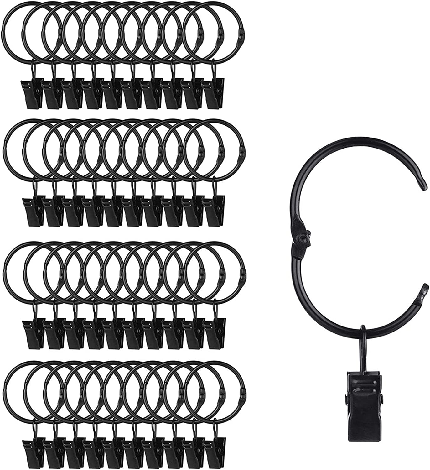 20Pcs/40Pcs Metal Openable Curtain Rings Clips Rustproof Vintage