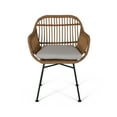 thumbnail image 2 of Rodney Indoor Woven Faux Rattan Chairs with Cushions (Set of 2), Light Brown and Beige Finish, 2 of 11