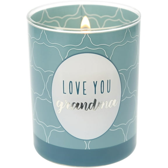 Pavilion Gift Company Love You Grandma-7 Oz Blue Glass Candle-Serenity Fresh Cotton Scent