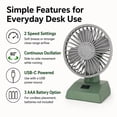 thumbnail image 5 of Sourcingbay 4 Inch Vintage Mini Desk Fan, Retro Quiet Portable USB Desktop Fan, Dual Speed, Oscillating, Green and Silver, 5 of 11