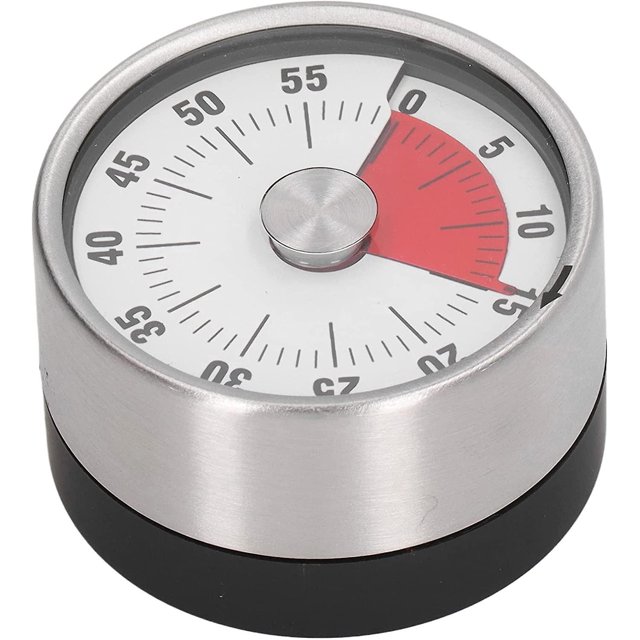 Temporizador mecánico, temporizador magnético, temporizador de cuenta regresiva de 60 minutos con alarma sonora y marco de acero inoxidable para cocina