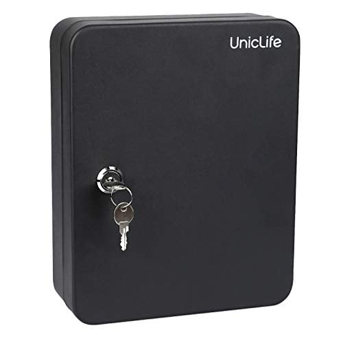Uniclife 48 Key Cabinet Steel Security Key Organizer Lock Box Black Wall Mount