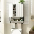 thumbnail image 2 of Bathroom Wall Cabinet with 2 Doors, 3-Tier Modern Farmhouse Medicine Cabinet, Over The Toilet Storage Cabinet with Adjustable Shelf and Towel Bar (White, Medium), 2 of 18
