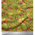 thumbnail image 1 of Soimoi Cotton Cambric Fabric Leaves,Floral & Berries Fruits Decor Fabric Printed Yard 56 Inch Wide, 1 of 1