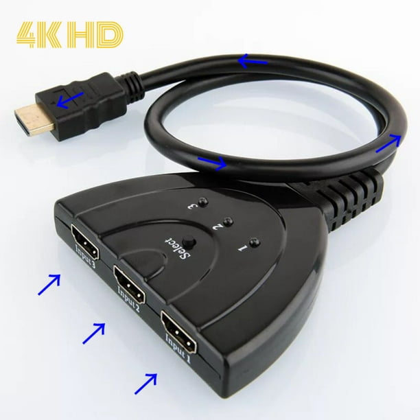 4K HDMI Splitter Switch 3Port 2ft 3 In 1 out Auto High Speed Switcher