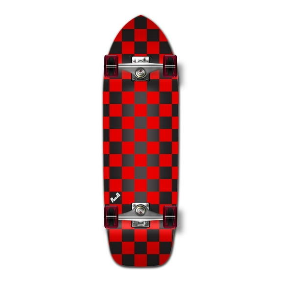 Yocaher Old School Longboard Complete - Checker Red