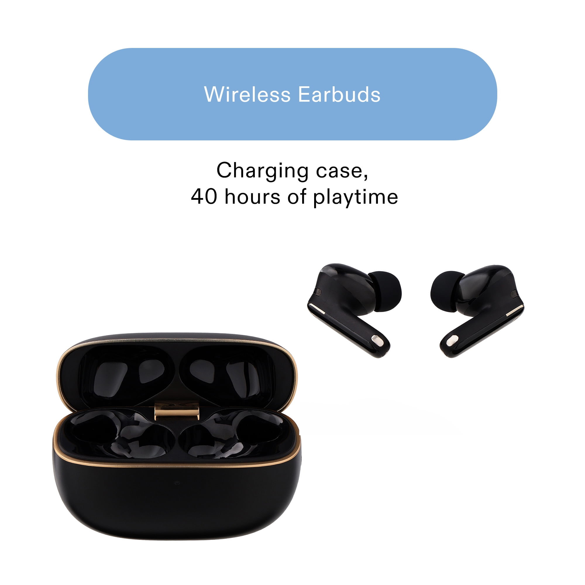 onn TuneTide Pro 2 Wireless Earbuds, Black