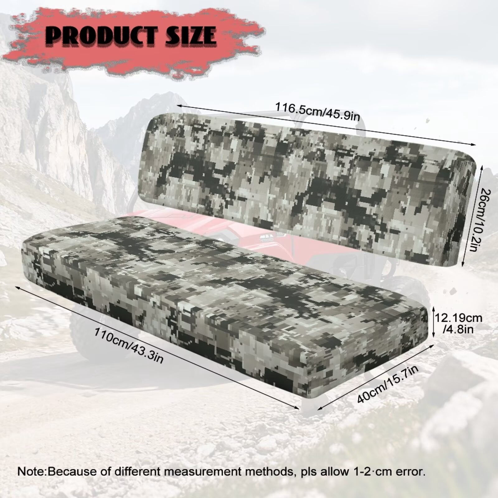 Binienty Grey Camo UTV Bench Seat Covers Compatible With Kawasaki Mule 3000 3010 3020, Easy to Install Anti-scratch Polyester UTV Seat Cover Set for Mule 4000 2009-2023 2025 2 Passenger Seats