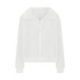 thumbnail image 2 of Olyvenn Women's Short Faux Fur Coat Casual Shaggy Jacket with Pockets Collared Warm Winter Zip-Up Fluffy Outwear White M, 2 of 6