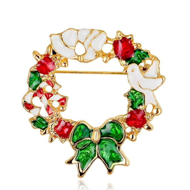 Yuarrent Decorado Árbol de Navidad Botas de Papá Noel Muñeco de nieve Campana Broche Bufanda Collar Solapa Broche de Navidad Regalo de niña Kits de decoración para fiestas No.03 Yuarrent JR0793-03