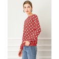 thumbnail image 4 of Jersey De Punto De Lunares De Manga Larga Con Cuello Redondo Elástico De Invierno Otoño Para Mujer Rojo S, 4 of 6
