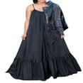 thumbnail image 2 of Femmes Été Décontracté Fluide Longue Robe avec Poche Spaghetti Sangle Cou Cou Swing Solide Plage Robe Maxi en Vrac, 2 of 6
