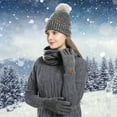 thumbnail image 2 of Bibifish 3 PCS Scarf Hat Glove Sets For Women Winter Knitted Scarves Touchscreen Mittens And Matching Beanie Hats Cold Weather Scarf Hat Glove Sets, 2 of 5