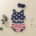 thumbnail image 2 of OAVQHLG3B 4th of July Baby Girl Outfits Boys Girls Independence Day American Flag Vest Shorts Headwear Clothes Set, 2 of 9
