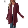 thumbnail image 3 of PULLIMORE Women Casual Open Front Cardigan Lightweight Irregular Hem Long Sleeve Coats (XL, Red), 3 of 6