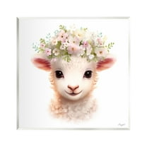 Stupell Industries Soft Floral Lamb Animals & Insects Painting Unframed Art Print Wall Art, 12 x 12