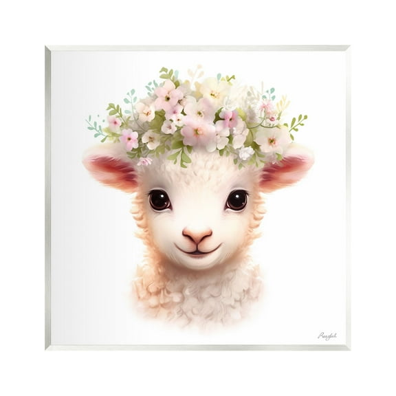 Stupell Industries Soft Floral Lamb Animals & Insects Painting Unframed Art Print Wall Art, 12 x 12