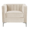 thumbnail image 2 of Morden Fort Contemporary Living Room Arm Chair Velvet Upholstered Small Couch Beige, 2 of 8