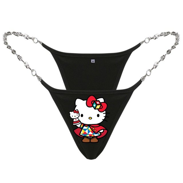 Y2K Tanga de cadena de Metal para mujer, ropa interior Sexy de dibujos animados, Hello Kitty, Mymelody, Kuromi, cintura baja, pantalones en T, regalos
