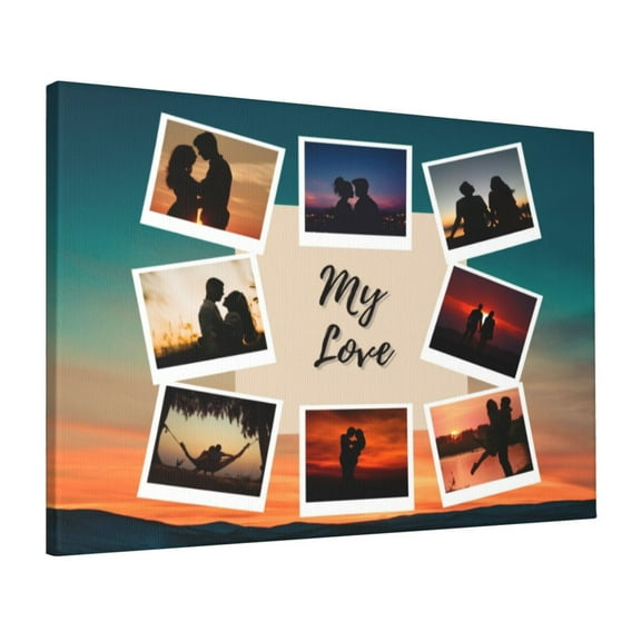Custom Canvas Prints Orange Modern My Love Personalized Photo Image Collage DIY Framed Kit Wall Art Picture Room Decor 16x20 inch