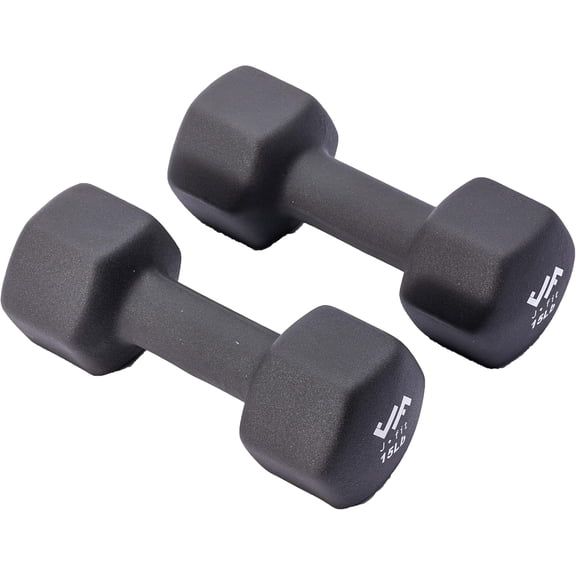 JFIT Dumbbell Pairs or Sets – Neoprene & Vinyl Coated Hand Weights for Home Gym, Strength Training, Aerobics, Cardio Exercise and Fitness