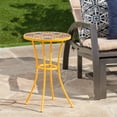 thumbnail image 2 of Brienne Outdoor Yellow Ceramic Tile Side Table with Iron Frame, 2 of 6