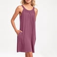 thumbnail image 5 of WTOBBY Women's Beach Vest Casual Summer Sleeveless Dress with Pocket Straps Solid Color for Swim Cover-Up and Lightweight Wear,Watermelon Red XL, 5 of 5
