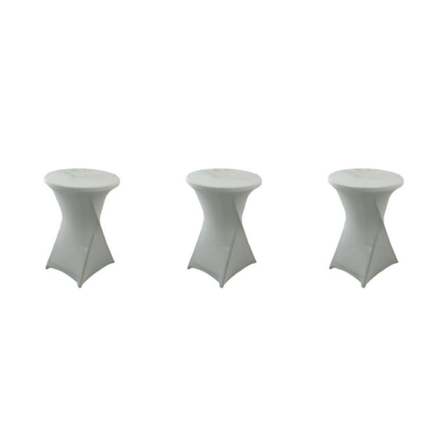 kurtrusly Polyester Hotel Wedding Party Table Cover Stretch Round Tablecloth For Easy Care Versatile Easy Wash silver 3Set