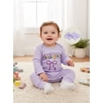 thumbnail image 6 of BemeyourBBs Newborn Baby Girl Mardi Gras Outfits Carnival Spring Fall Winter Clothes Purple Romper Letter Embroidery Long Sleeve Jumpsuit Headband, 6 of 9