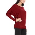 thumbnail image 2 of Women's Solid Long Sleeve Jersey Dolman Style Boat Neck Casual Tee Top S-3XL, 2 of 3