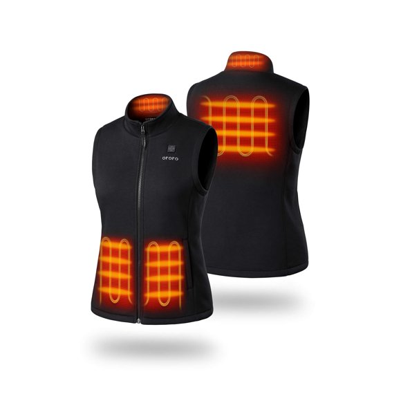 ORORO Heated Fleece Vest for Women with Battery, 4-Zone Heating Fleece Base Layer for Winter (Black, L)