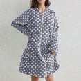 thumbnail image 3 of Flannel Zip-Up Robes For Women, Polka Dot Long Sleeve Housecoat, Ladies Winter Warm Fleece Mid Bathrobe S-XL, 3 of 3