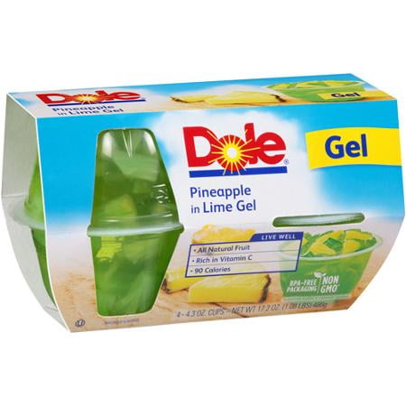 Dole Fruit Bowls In Lime Gel 4.3 oz Cup Pineapple, 4 pk - Walmart.com